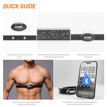 EZON Heart Rate Monitor Chest Strap, Bluetooth 5.1 & ANT+ Sensor, 3ATM Waterproof, Compatible with Garmin, Wahoo, Polar, Strava for Running, Cycling, Workout, Army Green (C009 Pro)