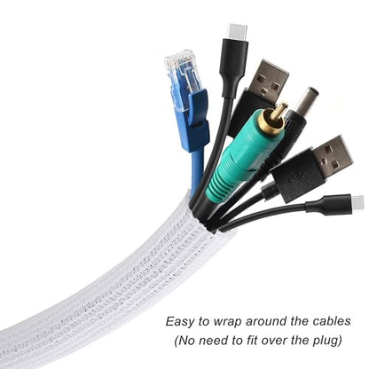 Cable Management Sleeve, Split Design, 25FT - 1 Inch, White - color: White, size: 1"-25ft