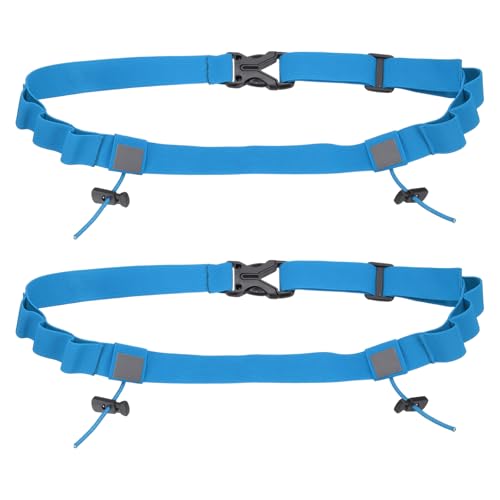 Bib Belt, Race Belt Triathlon Running Number Holder Elastic Comfortable with 6 Gel Loops, Sport Race Bib Holder 2Pcs, Sky Blue for Runners/Marathon/Cycling - color: Sky Blue