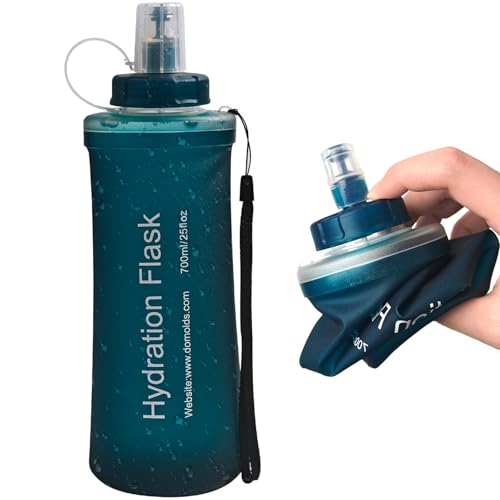 Soft Flask 700ML, TPU Collapsible Soft Water Bottle, Leakproof, Reusable, Bottle for Running, Hiking, Cycling Hydration Flask- Slate Blue - color: 700ml Slate Blue