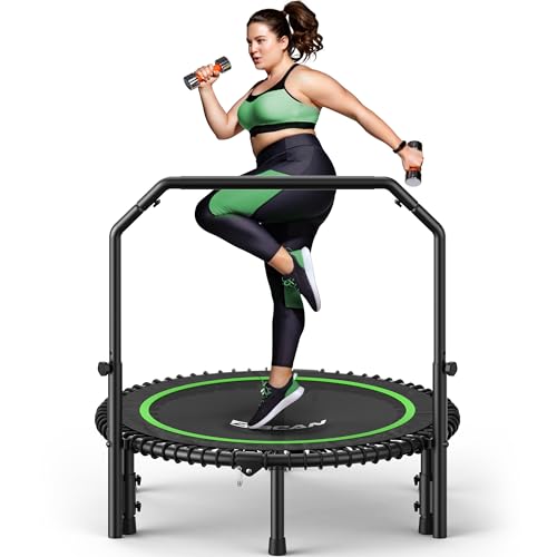 BCAN BT2 40/48" Rebounder Trampoline for Adults, Handle, Indoor, 450/550lbs - color: 40IN-GREEN, size: 40IN