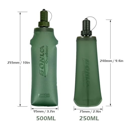 250/500ml Soft Flask Water Bottle, Collapsible TPU Sports Water Bottle with Bite Valve, Folding Flask for Running Hiking Cycling Camping(Blue-500ml) - style: Blue-500ml