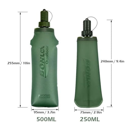 250/500ml Soft Flask Water Bottle, Collapsible TPU Sports Water Bottle with Bite Valve, Folding Flask for Running Hiking Cycling Camping(Blue-500ml) - style: Blue-500ml