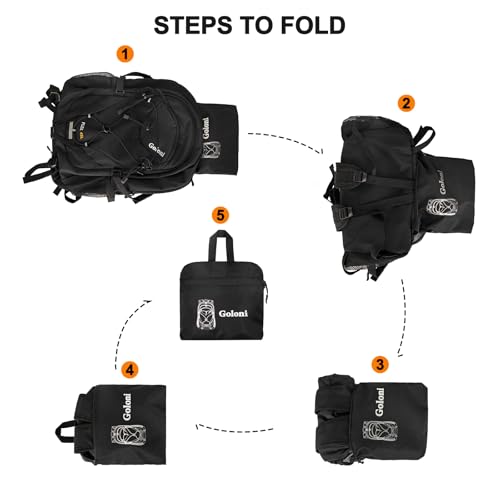 Goloni 45L Foldable Hiking Daypack, Lightweight Water‑Resistant Backpack - color: Black