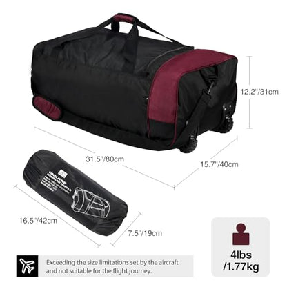 REDCAMP 85L/120L/140L Foldable Duffle Bag with Wheels, Large Travel Duffel Bag - color: 100l Red