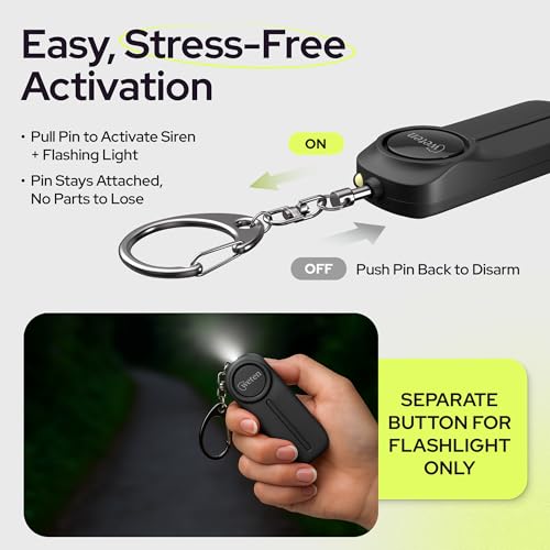 Personal Safety Alarm Keychain for Women, 130dB Siren, 2 Pack Black - color: F - Black&Black