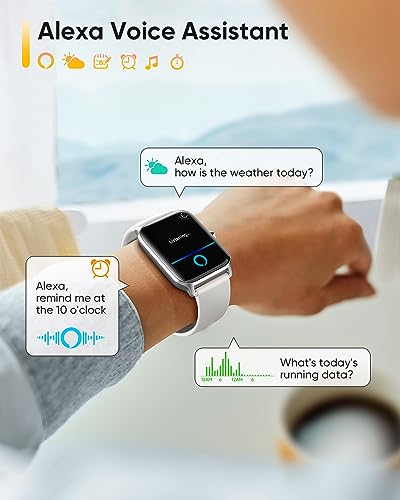 Fitpolo Smart Watch for Men Women with Bluetooth Call, Alexa Built-in 1.8" Blood Oxygen Heart Rate Sleep Fitness Watch, 100 Sports Modes Smartwatch, Activity Tracker for Android iOS Phone - color: White