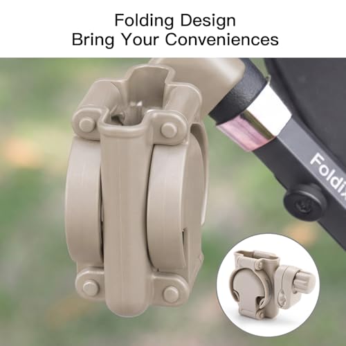 Gromast 3 in 1 Foldable Stroller Cup Holder with Phone Holder, 360° Rotatable Bottle Holder, Universal Cup Holder for Baby Stroller, Tricycle - Khaki - color: Khaki-3-in-1