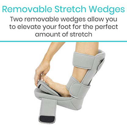 Vive Plantar Fasciitis Night Splint Plus Trigger Point Stretch Wedges - color: Gray, size: Medium