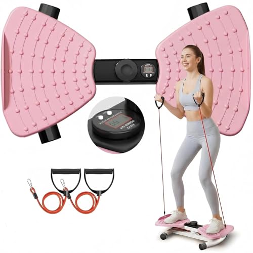 Waist Twister Machine Exercise, Ab Twister Board with the Smart LED Digital Monitor, Abs Workout for Slim Waist and Core Ab Exercise, Noiseless Home Gym Equipment for Women Men - color: pink