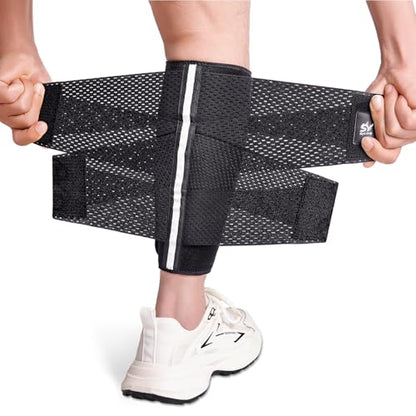 Sylong® Torn Calf Muscle Compression Sleeve Wrap Brace for Calf Swollen, Edema, Soreness, Strain, Cramps, Varicose veins, with 4 sets of Elastic straps - S (1 pack) - size: S