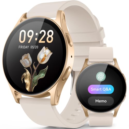 AI Smart Watch for Women Men with GPT, 1.32" AMOLED Fitness Tracker with Heart Rate/Sleep/SpO2 Monitor, Waterproof Smartwatch for Android/iPhone Phones (Rose Gold Case w/Champagne Gold Band) - color: Rose Gold Case w/ Champagne Gold Band