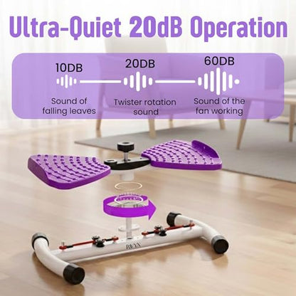 Waist Twister Exercise Fitness Tool, Ab Twister Board with Smart LED Digital Monitor, 300 lbs Capacity, 20dB Ultra-Quiet Noiseless, Anti-Slip Home Gym Equipment for Women Belly Fat Loss - color: purple