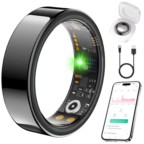 Smart Ring for Women Men, Health Tracker, Fitness Ring (Black, 12#) - color: Black, size: 12#