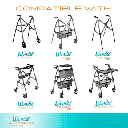 Stander Wonder Cup Holder Accessory, Portable Drink Holder with Easy Attachment, Only Designed to be Compatible with Stander's Wonder-Walkers and Wonder-Rollators