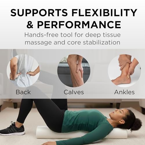 THERABAND Pro Foam Roller, Half Round, 6" x 36", Deep Tissue Massage, White - size: 6" x 36" - Half- Round
