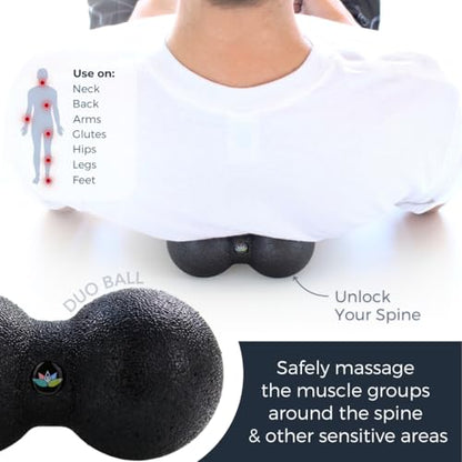 Plyopic Deep Tissue Massage Ball Set – Set of 4: Lacrosse, Spiky, Peanut and 5” Foam Roller Massager Balls for Muscle Massage, Mobility, Trigger Points and Myofascial Release