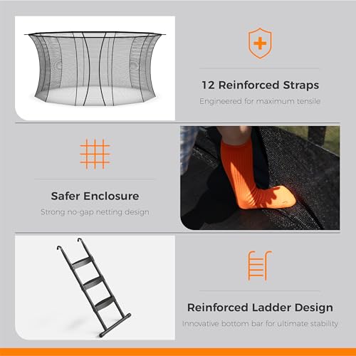 Trampoline Outdoor 10FT 14FT 16FT with Enclosure,5 Reinforced U-Shaped Legs with Center Support,ASTM Approved,Recreational Trampoline for Kids and Adults - size: 16FT