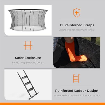 Trampoline Outdoor 10FT 14FT 16FT with Enclosure,5 Reinforced U-Shaped Legs with Center Support,ASTM Approved,Recreational Trampoline for Kids and Adults - size: 16FT