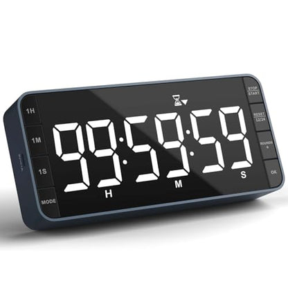 Large 7.8" Digital Timer with LED Display, Magnetic for Kitchen & Classroom - color: Navy Blue