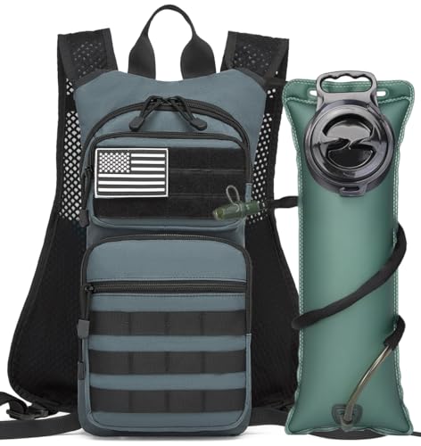 Insulated Hydration Pack Hiking Water Backpack Running Vest with 3L TPU Bladder Bag for Marathon Cycling Men - color: Grey Gray T