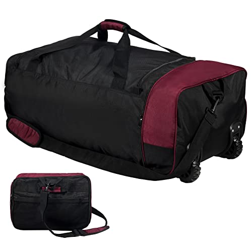 REDCAMP 85L/120L/140L Foldable Duffle Bag with Wheels, Large Travel Duffel Bag - color: 100l Red