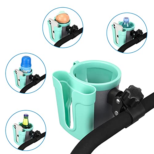 Accmor Stroller Cup Holder with Phone Keys Holder, 3-in-1 Universal Cup Holder, Drinks Bottle Holder for Stroller, Bike, Wheelchair, Walker, Scooter - color: Grey Green