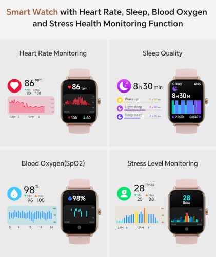 Smart Watch for Women, Bluetooth Calling, Alexa built-in, iOS Android - color: Light Pink
