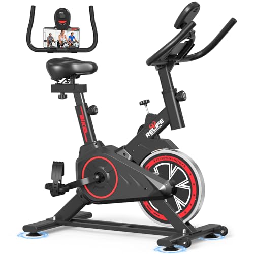 RELIFE REBUILD YOUR LIFE Exercise Bike, Friction Stationary Bike for Home - color: Black