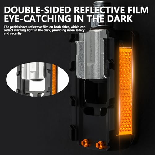 Folding Bike Pedals, All Aluminum Alloy Non-Slip Bike Pedals - color: Upgraded Black