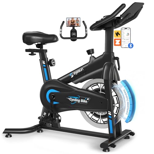 Exercise Bikes for Home,Spin Bike with Adjustable Magnetic,Brake Pad Resistance Silent Belt Drive,350lbs/300lbs Weight Capacity &Upgraded Version Seat for Home Cardio&Weight Loss(QM-530W) - color: Blue
