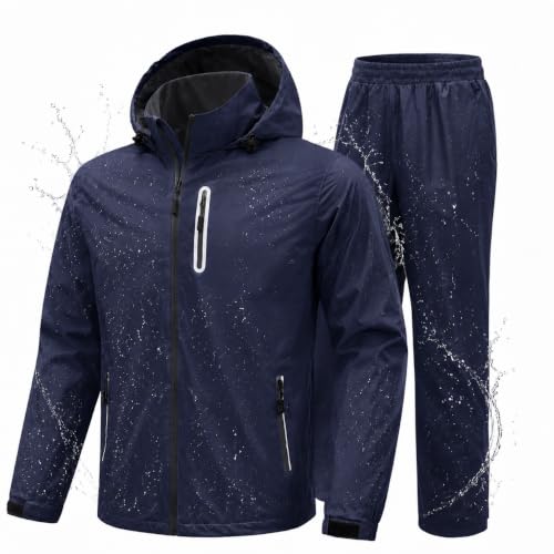 Men Women Rain Suits Waterproof Rain Gear Jacket and Pants for Golf Fishing - color: Blue, size: Small