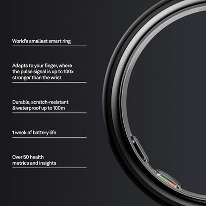 Oura Ring 5 - Black - Size 9 - Smart Ring Health Tracker - Sleep, Activity, Women's Health, AI Advisor, 1 Week Battery Life, Oura App, Android & iOS Compatible - color: Black, size: 9, style: Ring