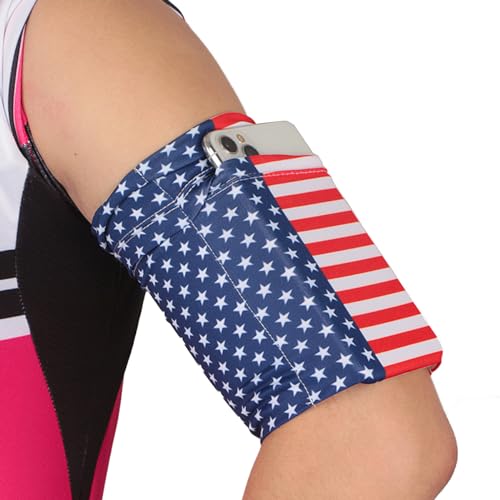 Running Phone Armband for Men Women,Universal Arm Bands for Phones Below 7.5 Inches,Waterproof Cell Phone Armband for Hiking,Running,Cycling,Climbing(Star Stripes M) - color: Star Stripes, size: M