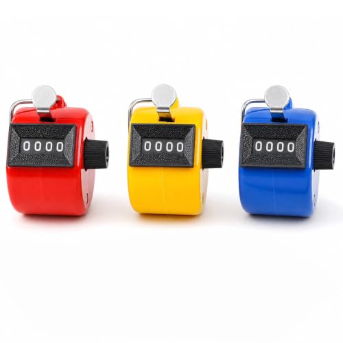 Chedin Handheld Clicker Counter 4-Digit Mechanical Tally Counter,3 Pack with 3pcs Lanyard for Sports,Coaching,Office,Golf,Baseball,Knitting & More,Sports Events Coaching Counting