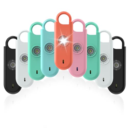 Fauxomor 140dB Personal Safety Alarm for Women 9pack Self Defense Keychain - color: 6 Colors+White+Green+Black