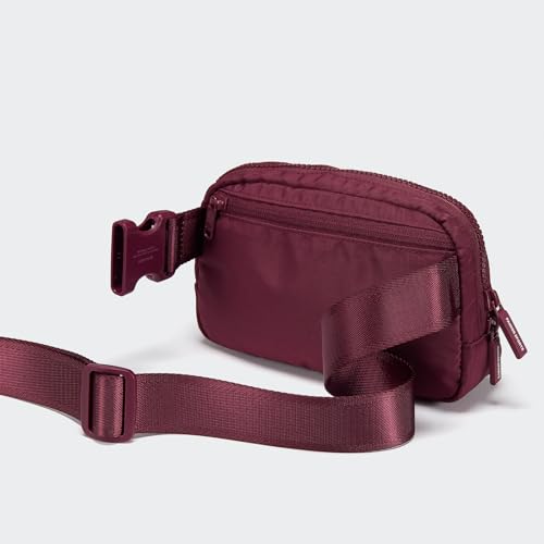 Pander Nylon Fanny Pack for Women, Two-Way Zipper Crossbody Bag - color: Red Merlot