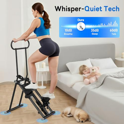 ERGOLIFE Stair Stepper for Home Gym, Stair Climber Workout Machine with Upgraded 6-Level Adjustable Resistance, Foldable Vertical Full Body Cardio Equipment, Non-Slip Pedals, Quiet 350 LBS Capacity - color: Black