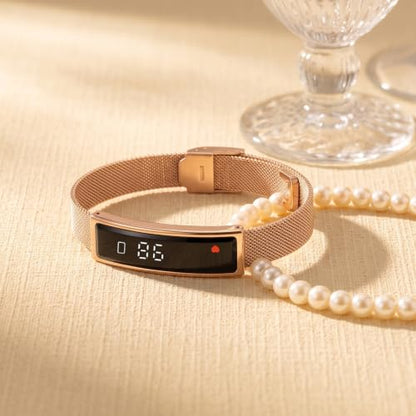 Smart Bracelet for Women Men Fitness Health Tracker with Heart Rate Sleep - color: Gold