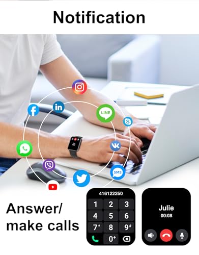 Smart Watch for Women Men, Answer/Make Calls, for iPhone/Android Black - color: Black