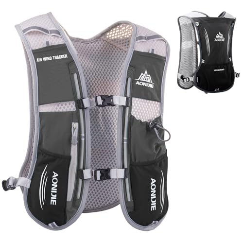 Azarxis Hydration Running Vest Backpack Pack 5L 5.5L for Women and Men Jogging Trail Race Marathon Cycling Hiking - color: Black