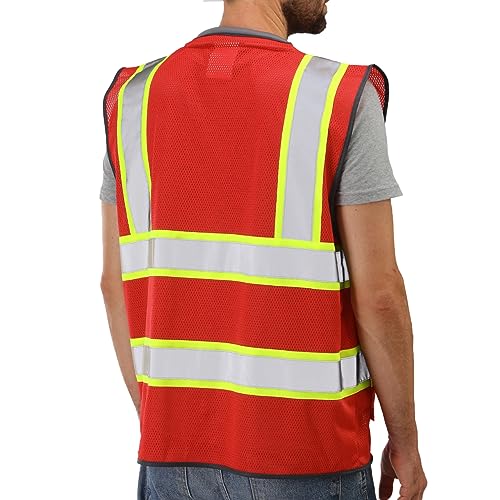 Neopelta Hi Vis Reflective Safety Vest for Men Women Red Mesh/Yellow M - color: Red / Yellow Trim, size: Medium