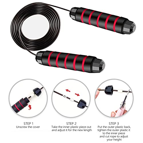Redify Adjustable Jump Rope,Jump Ropes for Fitness for Men Women - color: Red