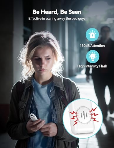 TECKNET Rechargeable Personal Safety Alarm for Women, 130dB Self Defense Keychain Alarm with SOS Strobe Light, Low Battery Notice, Loud Siren Safety Keychain for Girls Kids Elderly - White - color: 1 White