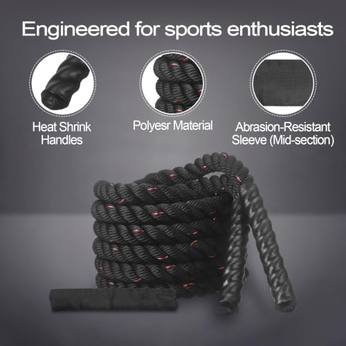 PATIKIL Jump Rope, Heavy Skipping Rope - color: Black-Red, size: 4.49lb