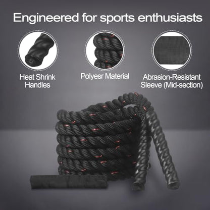 PATIKIL Jump Rope, Heavy Skipping Rope - color: Black-Red, size: 4.49lb