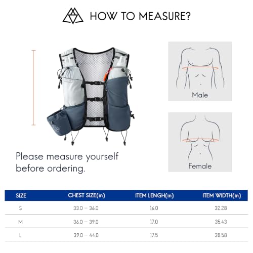Haimont 8L Trail Running Hydration Vest with Soft Flasks - color: Grey, size: Medium