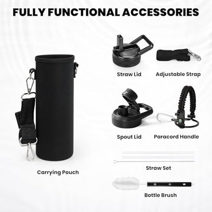 RAYMYLO Insulated Water Bottle 24 oz, Triple Wall Vacuum Stainless Steel - color: Magic Black, size: 24 Ounces