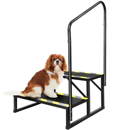 2 Step RV Stairs, Hot Tub Steps, Outdoor Spa Step Ladder with Handrail,Portable Economy 5th Wheel Stair for Travel Trailer, Motor Home, Camper and Porch with Non-Skid Tapes - size: RV Stairs - 2 Step with Single Handrail