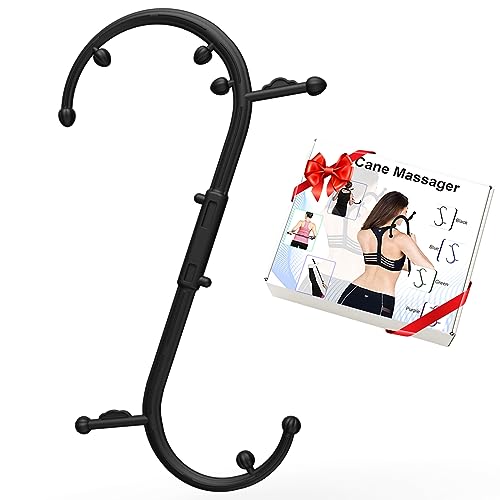 AISZG Back and Neck Massager - Massage Trigger Point Cane,Birthday Gifts for Women Men Her Him Mom,Valentines Day Gifts for Her Him Boyfriend(Black)